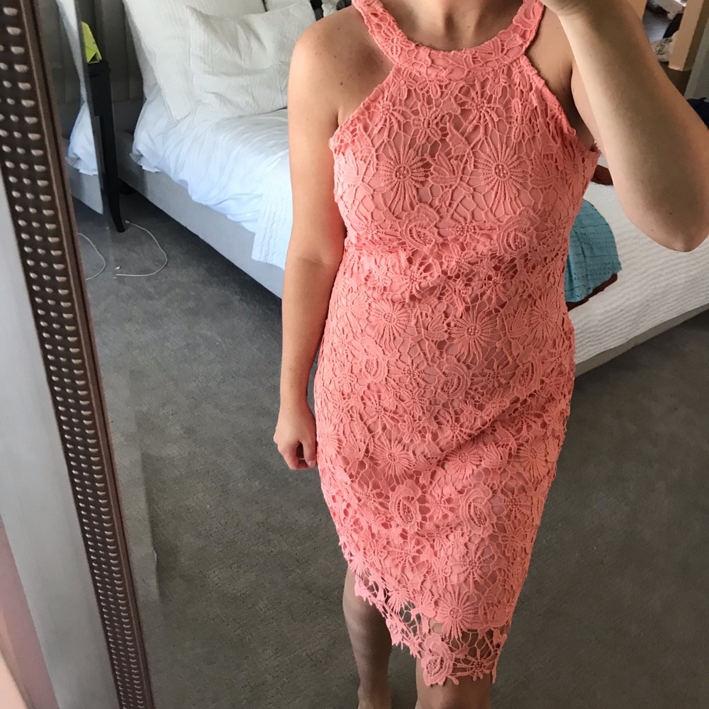 Coral lace dress